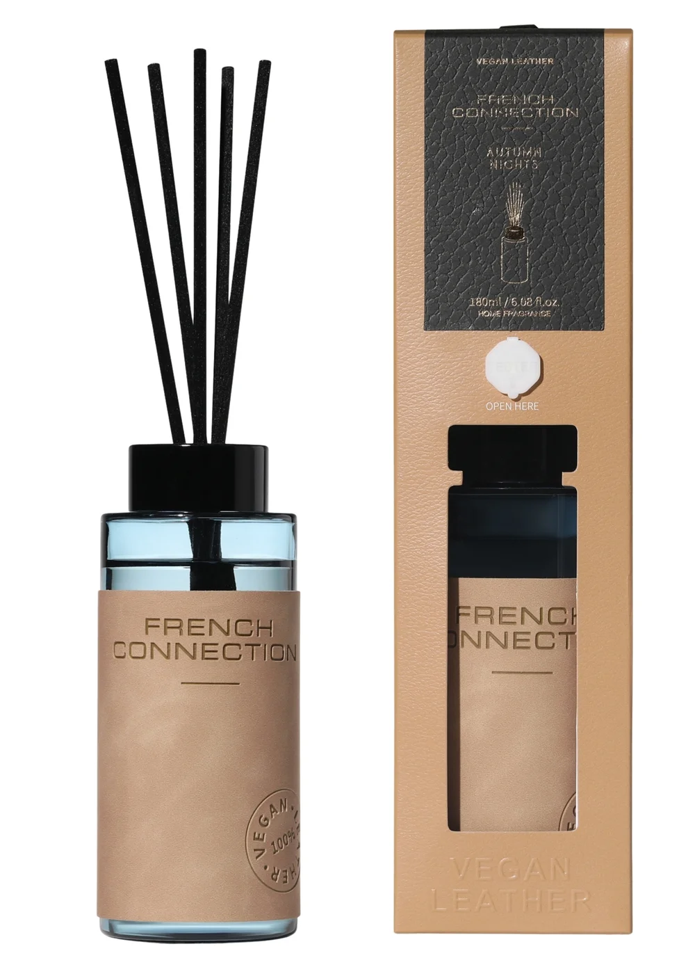 French Connection Reed Diffuser 180ml Leather Range Blue Autumn Nights (8 Reeds) - One Size Image 1