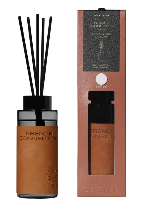 French Connection Reed Diffuser 180ML Leather Range Sandalwood & Cedar (5 Reeds) - One Size Image 1