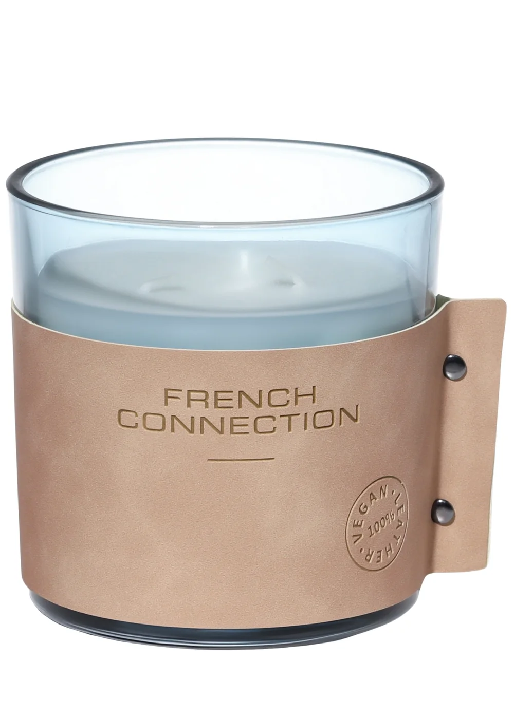 French Connection Large Scented Candle 340g Leather Range Blue Candle High Autumn Nights 1 Wick - Medium Image 1