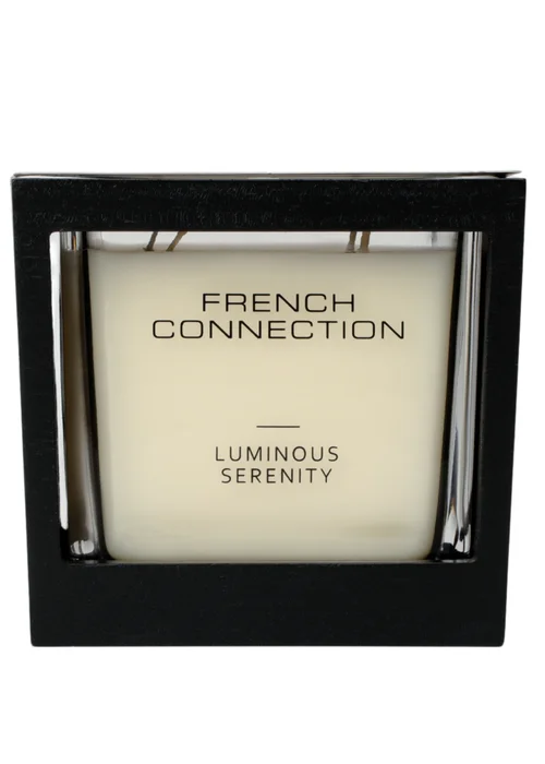 French Connection Large Scented Candle 480G Black Wooden Surround Luminous Serenity 4 Wick - Large Image 1