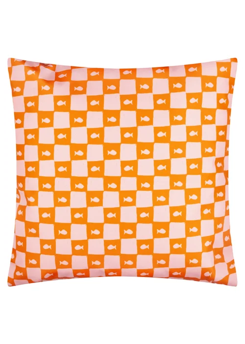 Furn Mediterranean Sardines Pink/Orange Outdoor Cushion (45 x 45cm) - 45cm x 45cm Image 3