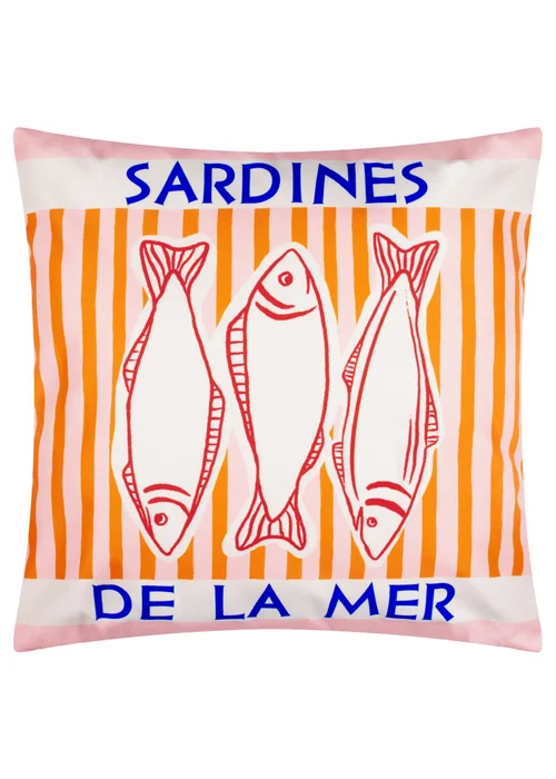 Furn Mediterranean Sardines Pink/Orange Outdoor Cushion (45 x 45cm) - 45cm x 45cm Image 2