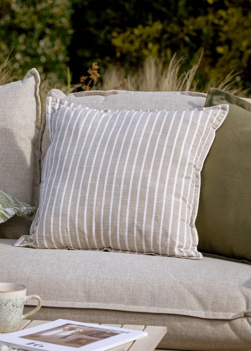 Yard Hessle Stripe Natural Outdoor Cushion (45 x 45cm) - 45cm x 45cm Image 1
