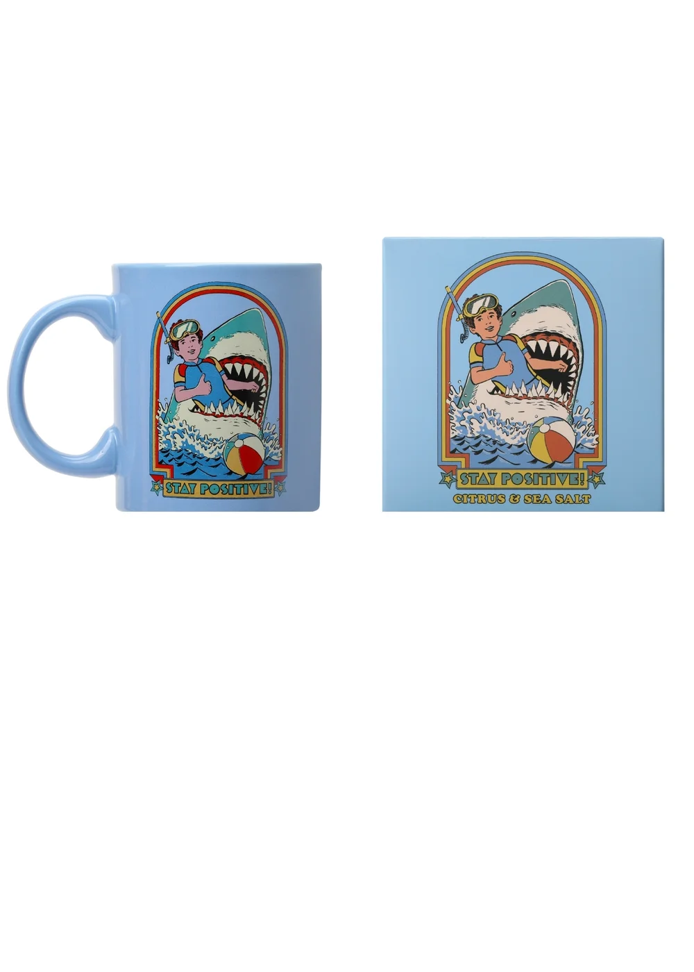 Steven Rhodes Scented Candle Stay Positive Blue Mug with Citrus & Sea Salt Scent - Medium Image 2