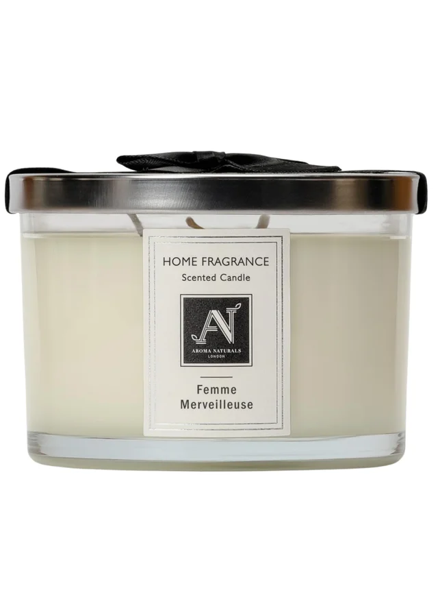 Aroma Naturals London White Minimalist Luxe Femme Merveilleuse 3Wick Scented Candle
