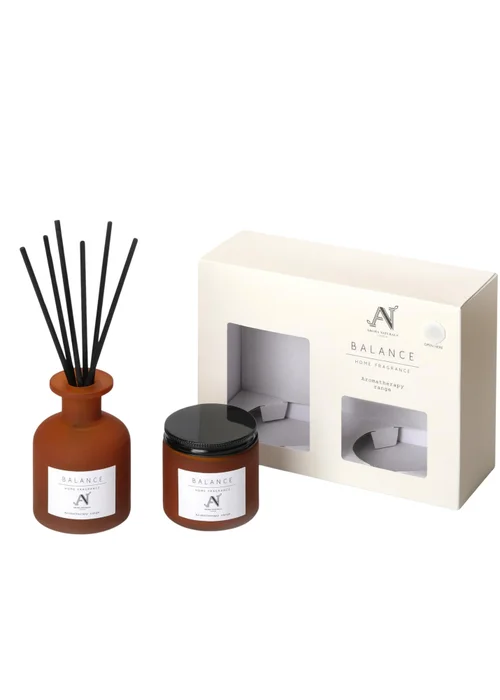 Aroma Naturals London Brown Aromatherapy Candle & Reed Diffuser Gift Set Balance Scent - M Image 2