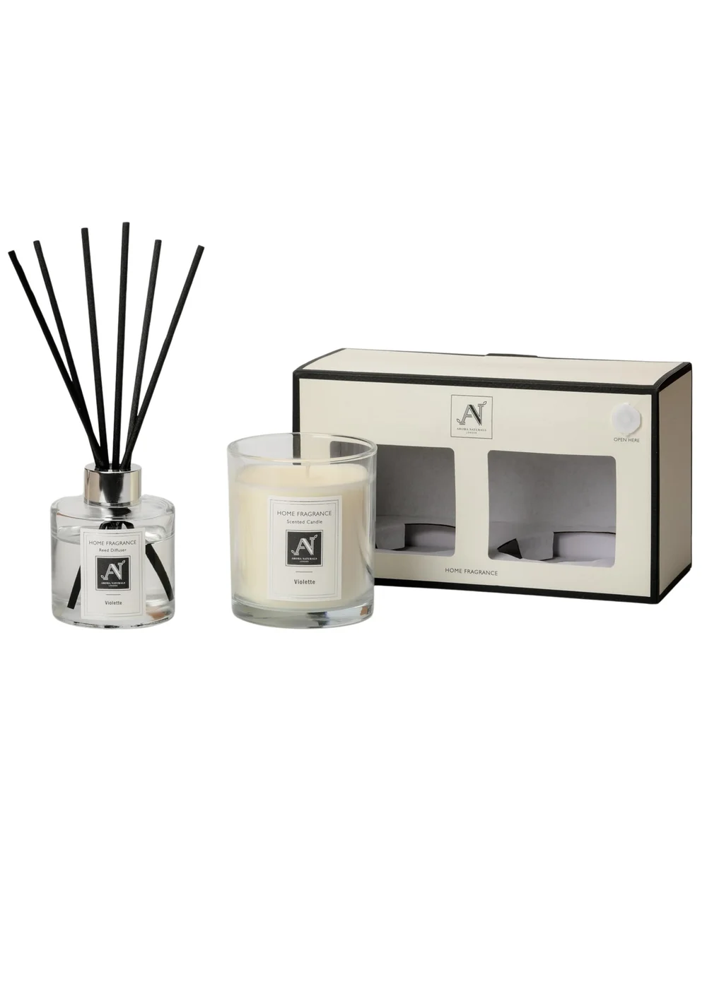 Aroma Naturals London White Minimalist Luxe Candle & Reed Diffuser Gift Set Violette Scent - Medium Image 1