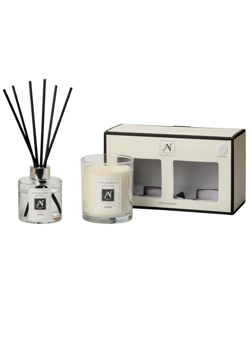 Aroma Naturals London White Minimalist Luxe Candle & Reed Diffuser Gift Set Violette Scent - Medium Image 1