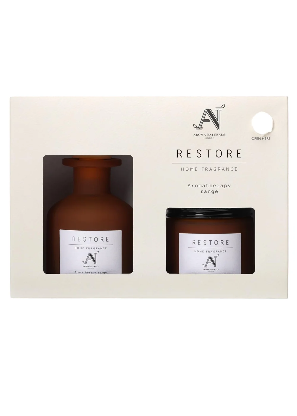 Aroma Naturals London Brown Aromatherapy Candle & Reed Diffuser Gift Set Restore Scent - M Image 3