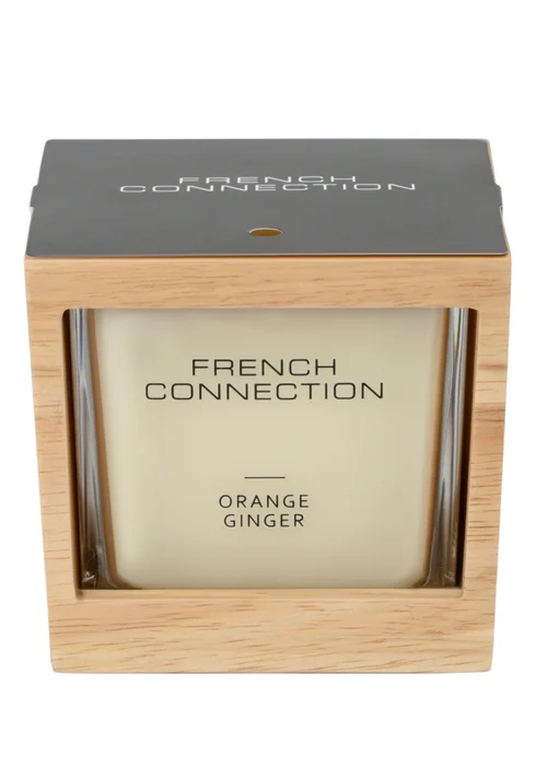 French Connection Large Scented Candle 480G Natural Wooden Surround Orange & Ginger (4 Wick) - Large Image 5
