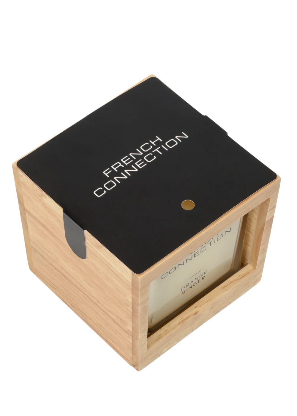 French Connection Large Scented Candle 480G Natural Wooden Surround Orange & Ginger (4 Wick) - Large Image 3
