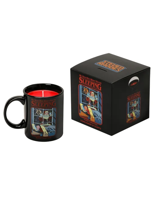 Steven Rhodes Scented Candle He Sees You When You’re Sleeping Black Mug Cinnamon & Clove - Medium Image 4