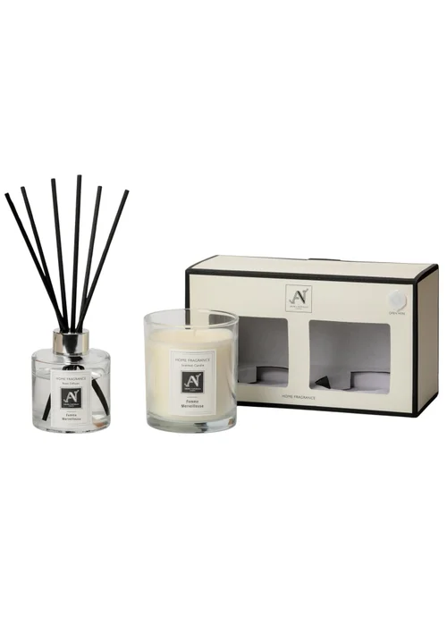Aroma Naturals London White Minimalist Luxe Candle & Reed Diffuser Gift Set Femme Merveilleuse Scent - Medium Image 1