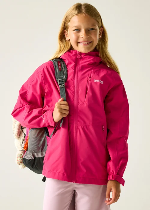Regatta Pink Potion Calderdale III Waterproof Reflective Jacket (3-13 Years) - 11-12 Yrs Image 1