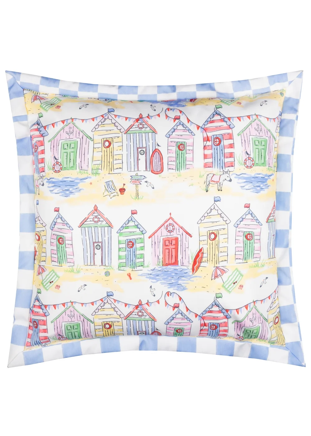 Furn Beach Huts Multicolour Square Outdoor Cushion (45 x 45cm) - 45cm x 45cm Image 1