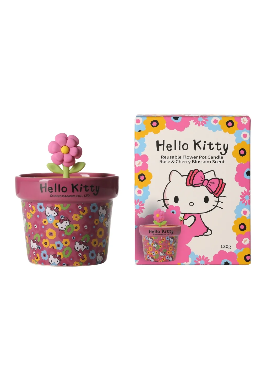 Hello Kitty Rose and Cherry Blossom Scented Pink Candle 213g 1 Wick with 3D Silicone Lid - Medium Image 1