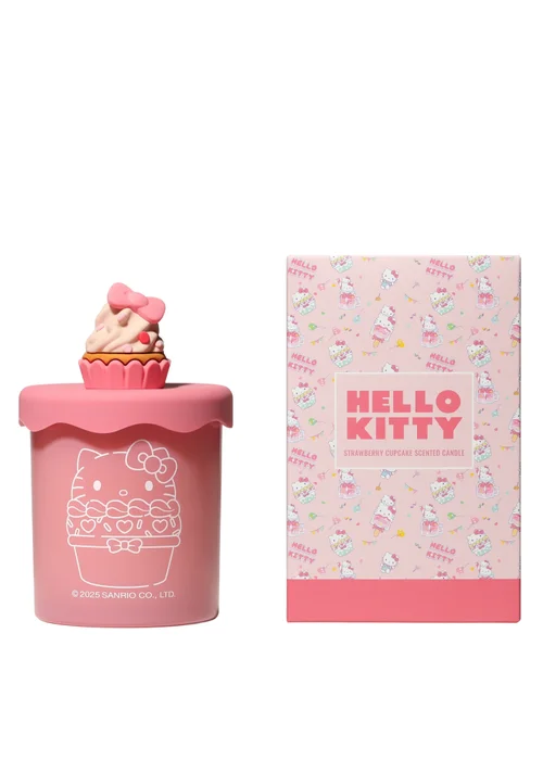 Hello Kitty Bakery Strawberry Cupcake Scented Pink Candle 213g 1 Wick with 3D Silicone Cup Cake Lid - Medium Image 1