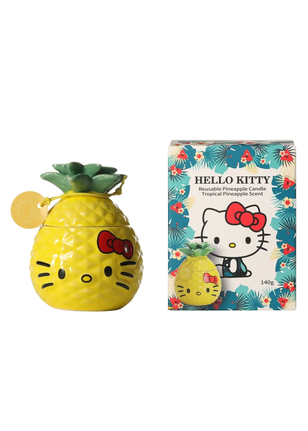 Hello Kitty Tropical Pineapple Scented Yellow Candle 213g 1 Wick with 3D Silicone Lid - Medium Image 1