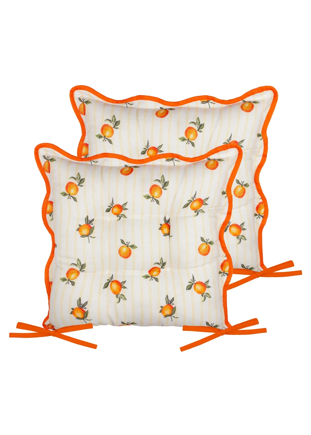 Furn Fruits Oranges Striped 2 Pack Indoor/Outdoor Seat Pads (40 x 40cm) - 40cm x 40cm Image 1