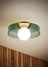 ValueLights Newbury Green Stained Glass Bathroom Ceiling Light Fitting IP44 - One Size Image 1
