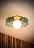 ValueLights Newbury Green Stained Glass Bathroom Ceiling Light Fitting IP44 - One Size Image 2