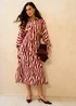 Gini London Burgundy Zebra Print Batwing Sleeves Shirt Dress - 8 Image 1