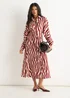 Gini London Burgundy Zebra Print Batwing Sleeves Shirt Dress - 8 Image 2