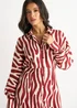 Gini London Burgundy Zebra Print Batwing Sleeves Shirt Dress - 8 Image 4