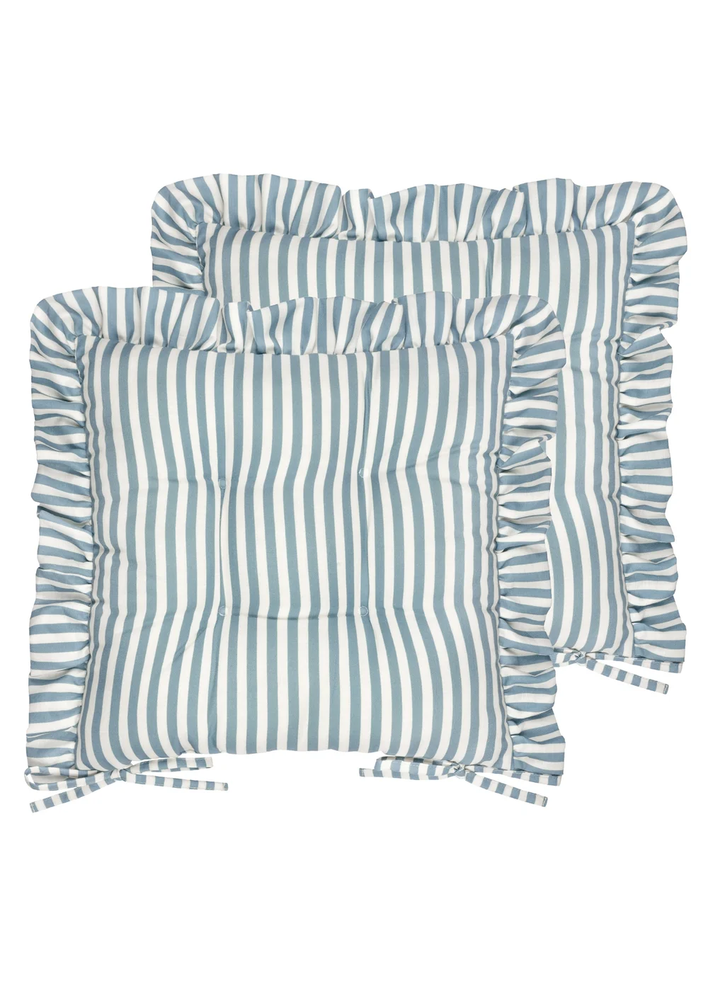 Wylder Millie Ruffle Blue 2 Pack Indoor/Outdoor Seat Pads (40 x 40cm) - 40cm x 40cm Image 2