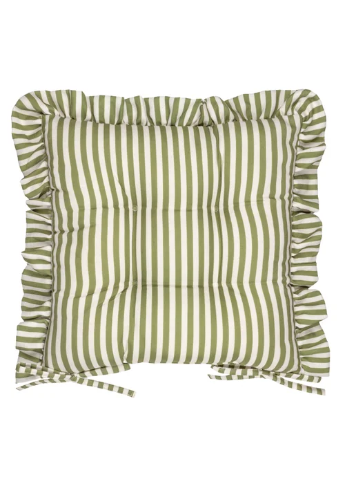 Wylder Millie Ruffle Green 2 Pack Indoor/Outdoor Seat Pads (40 x 40cm) - 40cm x 40cm Image 3