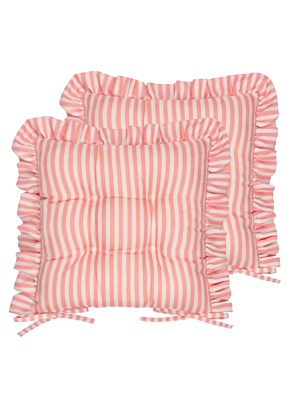 Wylder Millie Ruffle Pink 2 Pack Indoor/Outdoor Seat Pads (40 x 40cm) - 40cm x 40cm Image 2
