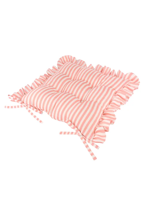 Wylder Millie Ruffle Pink 2 Pack Indoor/Outdoor Seat Pads (40 x 40cm) - 40cm x 40cm Image 4