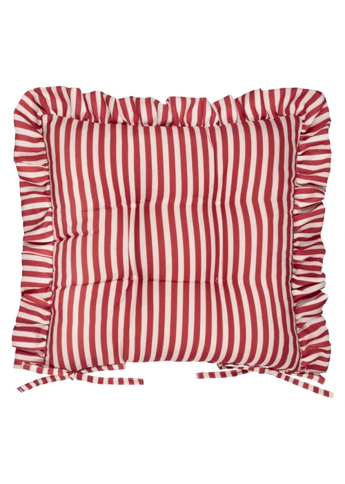 Wylder Millie Ruffle Red 2 Pack Indoor/Outdoor Seat Pads (40 x 40cm) - 40cm x 40cm Image 3