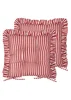 Wylder Millie Ruffle Red 2 Pack Indoor/Outdoor Seat Pads (40 x 40cm) - 40cm x 40cm Image 2