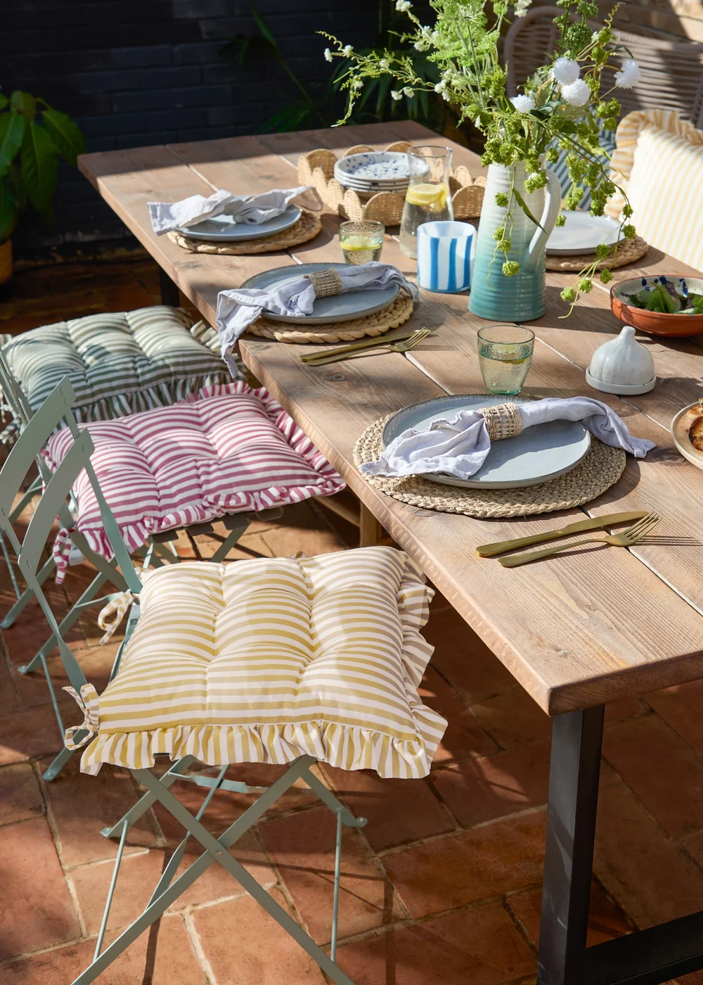 Wylder Millie Ruffle Yellow 2 Pack Indoor/Outdoor Seat Pads (40 x 40cm) - 40cm x 40cm Image 6