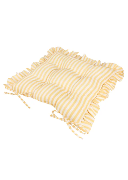 Wylder Millie Ruffle Yellow 2 Pack Indoor/Outdoor Seat Pads (40 x 40cm) - 40cm x 40cm Image 4