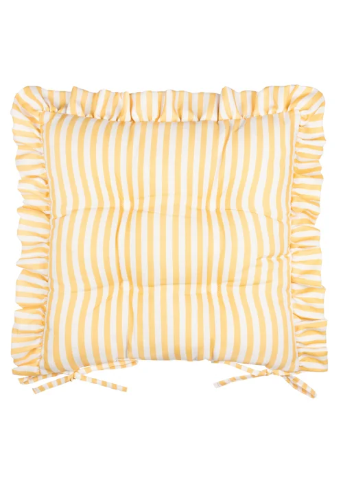 Wylder Millie Ruffle Yellow 2 Pack Indoor/Outdoor Seat Pads (40 x 40cm) - 40cm x 40cm Image 3