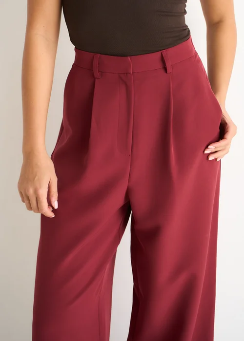 Gini London Rust Wide Leg Pleat Tailoring Trouser - 12 Image 3