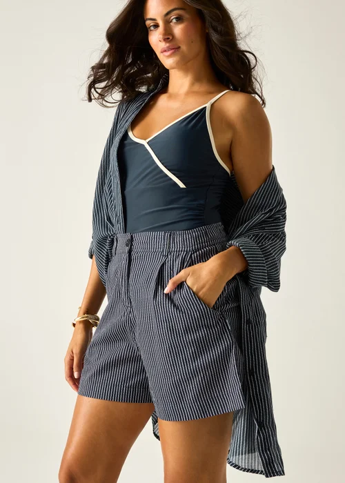 Regatta Navy White Wavy Stripe Sabelle Lightweight Shorts - 16 Image 4