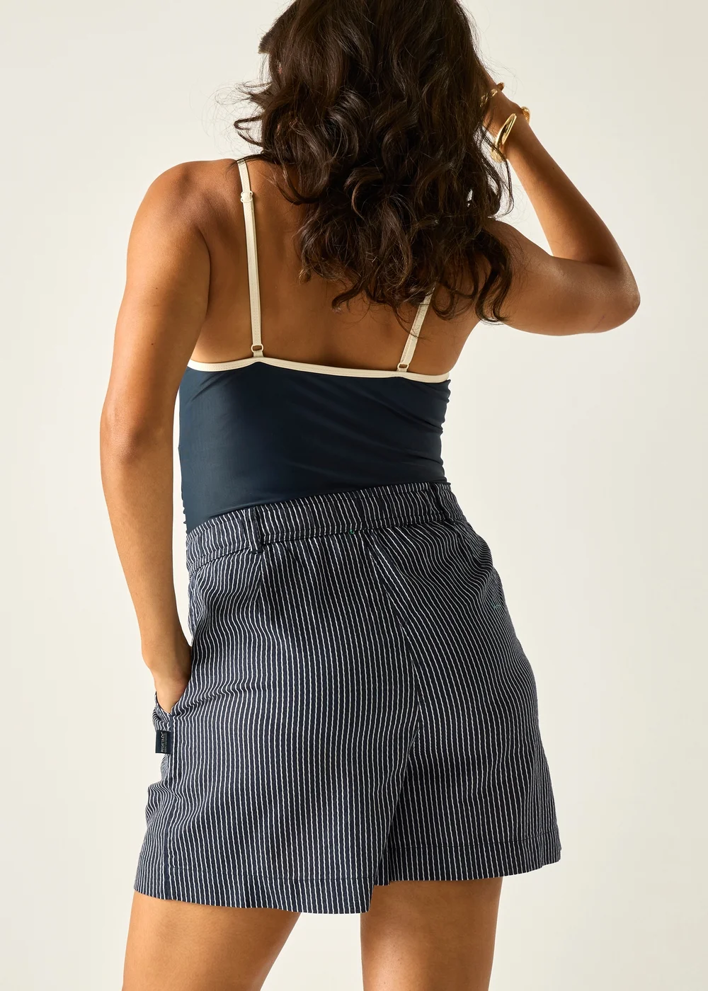 Regatta Navy White Wavy Stripe Sabelle Lightweight Shorts - 16 Image 3
