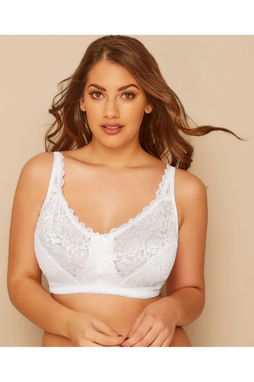 Yours Curve White Hi Shine Lace Non-Padded Non-Wired Full Cup Bra - 42G Image 3