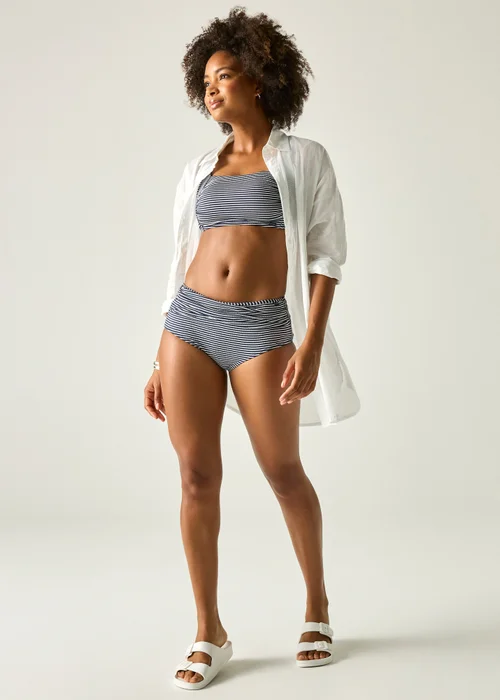 Regatta Navy White Seeksucker Stripe Loria Bikini Top - 12 Image 3