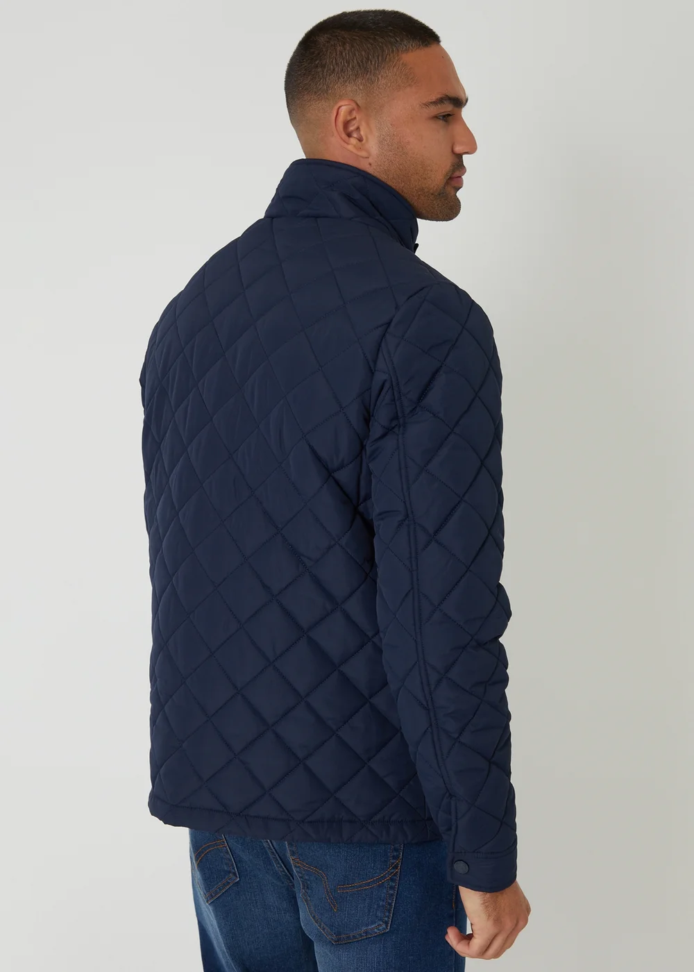 Threadbare Navy Showerproof Funnel Neck Quilted Jacket - XL Image 2