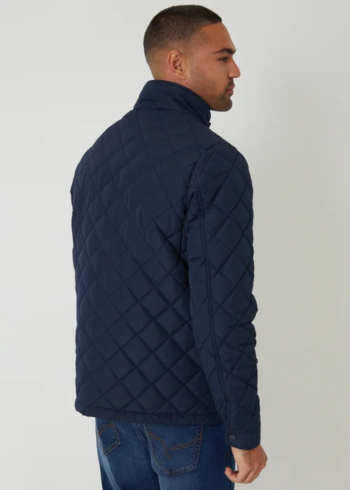 Threadbare Navy Showerproof Funnel Neck Quilted Jacket - XL Image 2