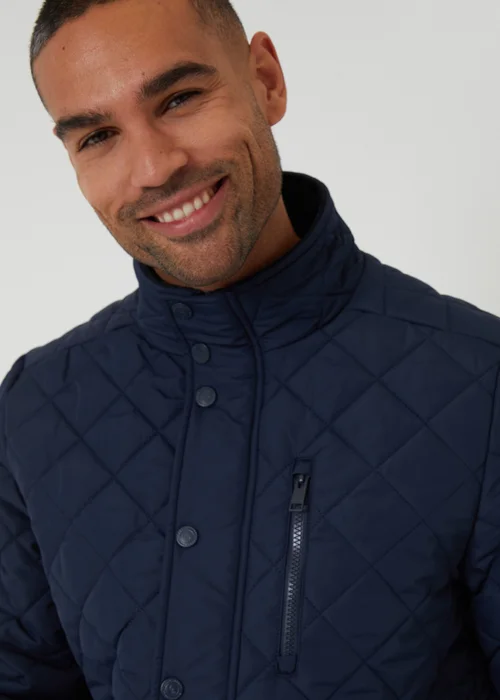 Threadbare Navy Showerproof Funnel Neck Quilted Jacket - XL Image 4