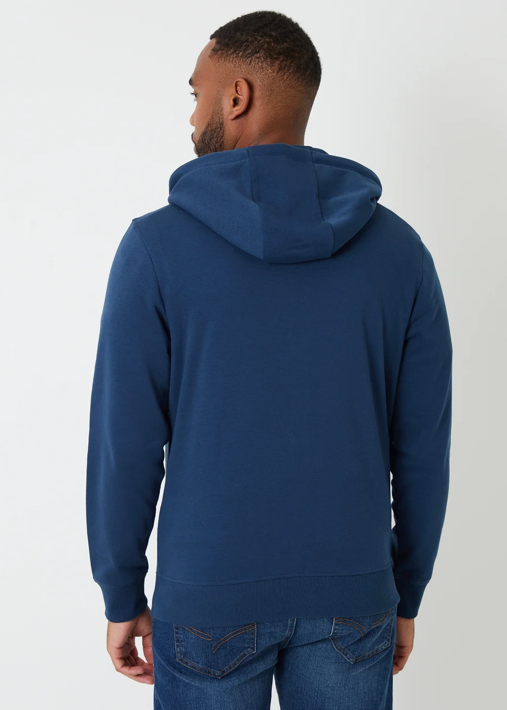 Threadbare Dark Blue Cotton Blend Zip Through Hoodie - XXL Image 2