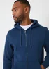 Threadbare Dark Blue Cotton Blend Zip Through Hoodie - XXL Image 4