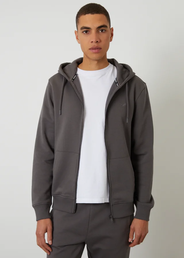 Threadbare Grey Cotton Blend Zip Through Hoodie