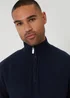Threadbare Navy Cotton Blend Rib Panel Quarter Zip Knitted Jumper - Medium Image 4