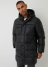 Threadbare Black Showerproof PU Longline Puffer Coat - M Image 1
